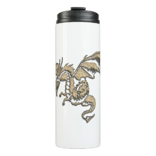 Golddrache auf Weiß Thermosbecher