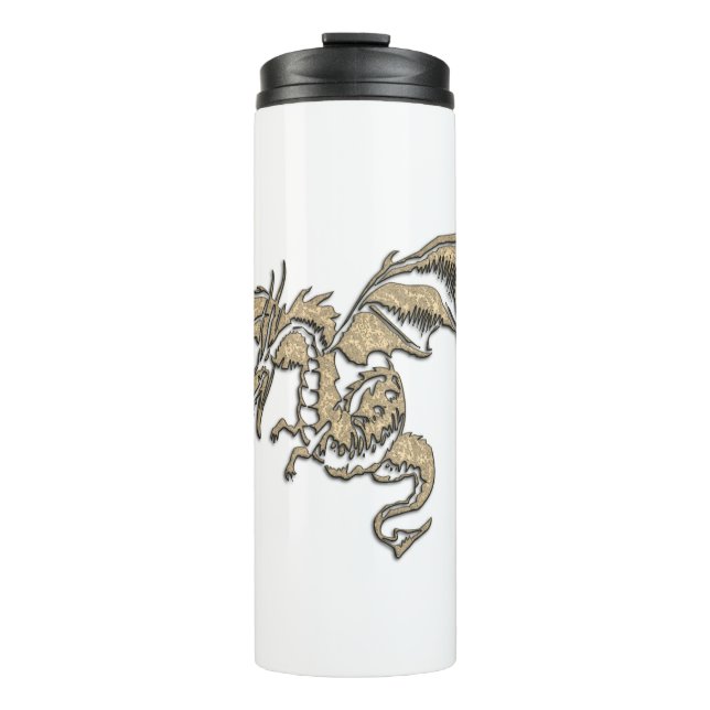 Golddrache auf Weiß Thermosbecher (Vorderseite)