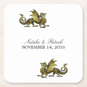Golddrache Hochzeitspapier-Untersetzer Rechteckiger Pappuntersetzer