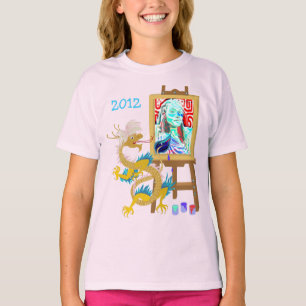 Golddrache malt Ihr Porträtschablone Shirt