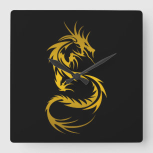 Golddrache Quadratische Wanduhr