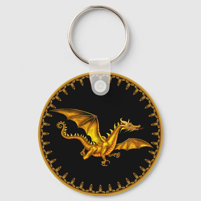 Golddrache schwarz schlüsselanhänger (Vorderseite)