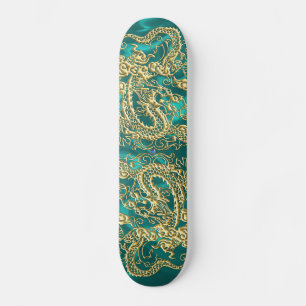 Golddrache Türkis Satin Lush Skateboard