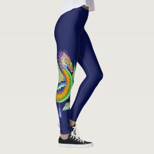Golddrache und Grüner Wasserdrache im blauen Hint Leggings