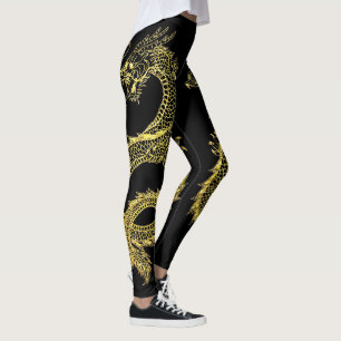 Golddrachen personifizieren Hintergrund-Farbe Leggings