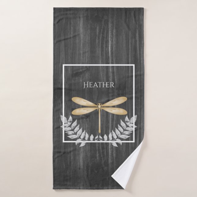 Golddrachenfliege Rustikales Personalisiertes Bade Badhandtuch Set (Badehandtuch)