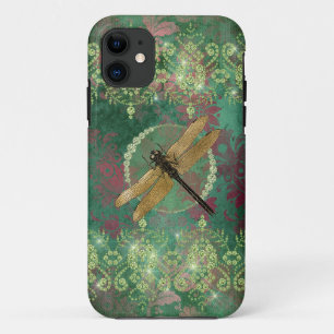 Golddrachenfliegen auf Grün mit Rhinestones Case-Mate iPhone Hülle