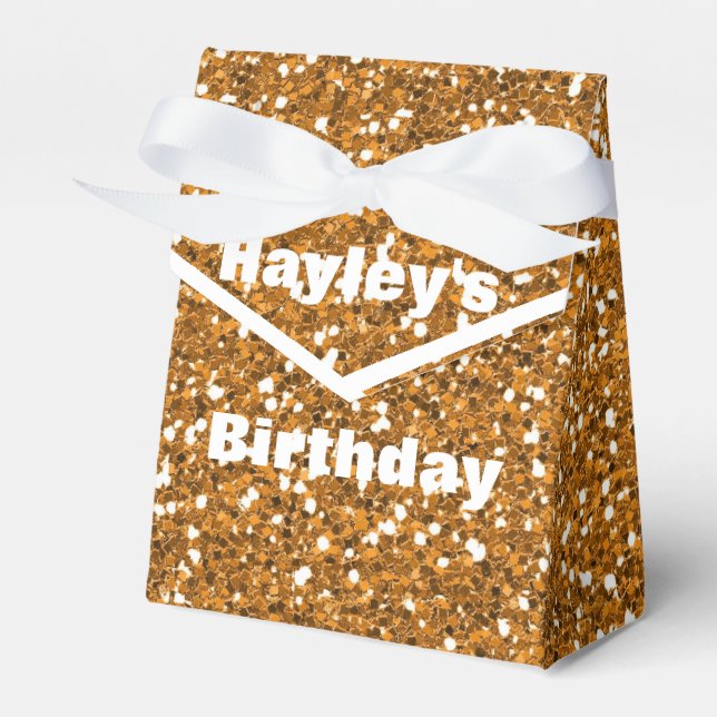 Golddruckkiste für das Gastgeschenk mit Gold-Glitz Geschenkschachtel (Vorderseite)