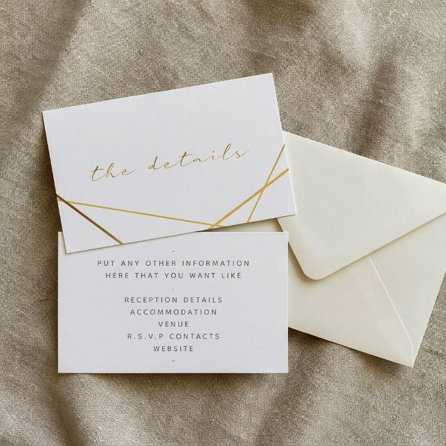 Goldeffekt, geometrisch, die Details Hochzeit Begleitkarte (Gold effect, geometric, the details wedding enclosure card.)