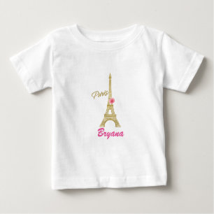 Goldeiffel-Turm Paris u. rosa Rosen-Gewohnheit Baby T-shirt