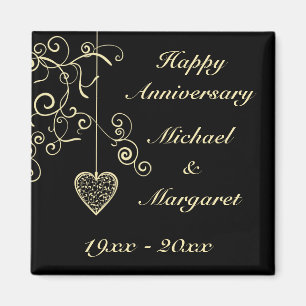 Goldeleganter Herz-Hochzeitstag Magnet