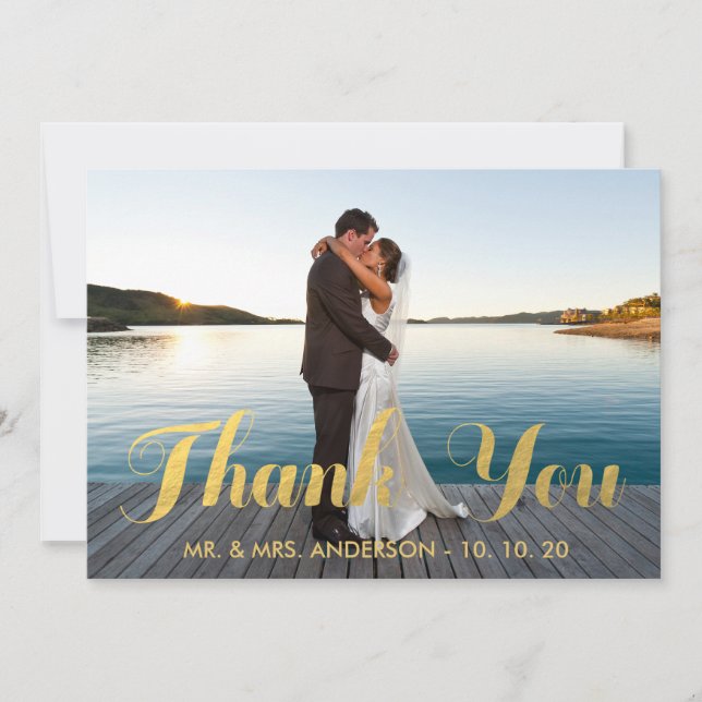GOLDeleganz WEDDING %PIPE% DANKT IHNEN FOTO-KARTE Dankeskarte (Vorderseite)