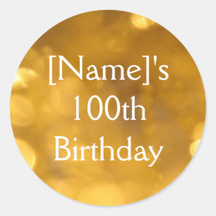 Golden 100th Birthday Sticker