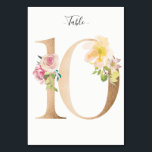 Golden 10 Tischnummer<br><div class="desc">Goldene Zahl mit weicher pastellfarbener Tischnummer. Personalisieren Sie Stil,  Größe und Farbe des Schriftartes.</div>