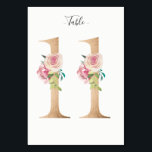 Golden 11 Floral Tischnummer Card<br><div class="desc">Goldene Zahl mit weicher pastellfarbener Tischnummer. Personalisieren Sie Stil,  Größe und Farbe des Schriftartes.</div>