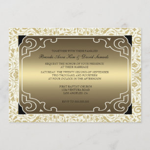 Golden 1920er Jahre Art-Déco-Hochzeit Einladung