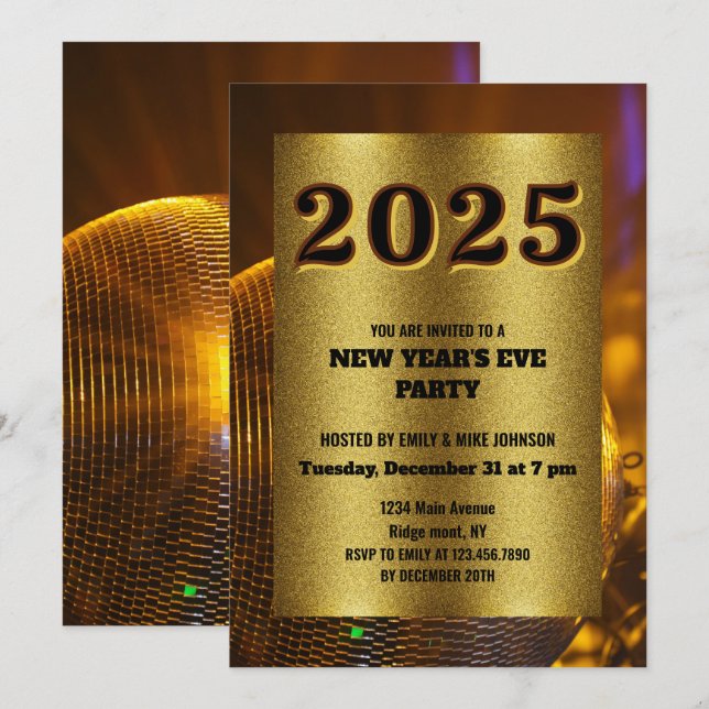 GOLDEN 2025 Neujahrsfeier Einladung (Vorne/Hinten)