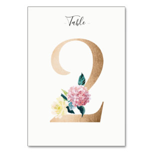 Golden 2 Floral Tischnummer Card