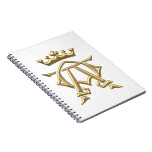 Golden "3-D" Alpha and Omega w/Crown Symbol Notizblock