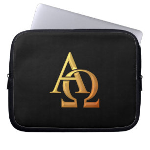 Golden "3-D" Alpha und Omega Symbol Laptopschutzhülle