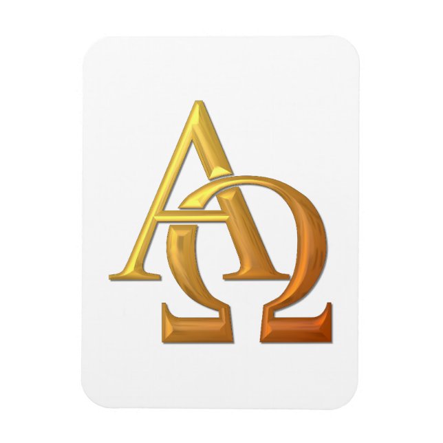 Golden "3-D" Alpha und Omega Symbol Magnet (Vertikal)