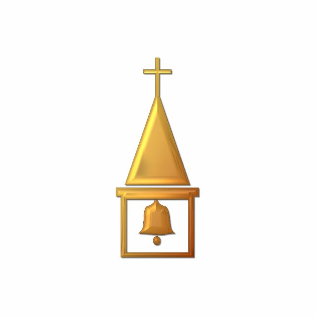 Golden "3-D" Bell Tower Freistehende Fotoskulptur (Vorne)