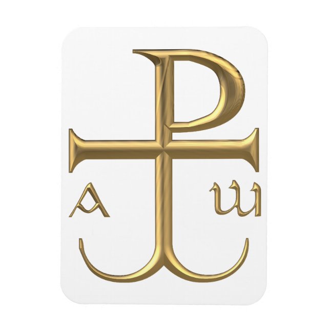Golden "3-D" Chi-Rho mit Anchor 2 Magnet (Vertikal)