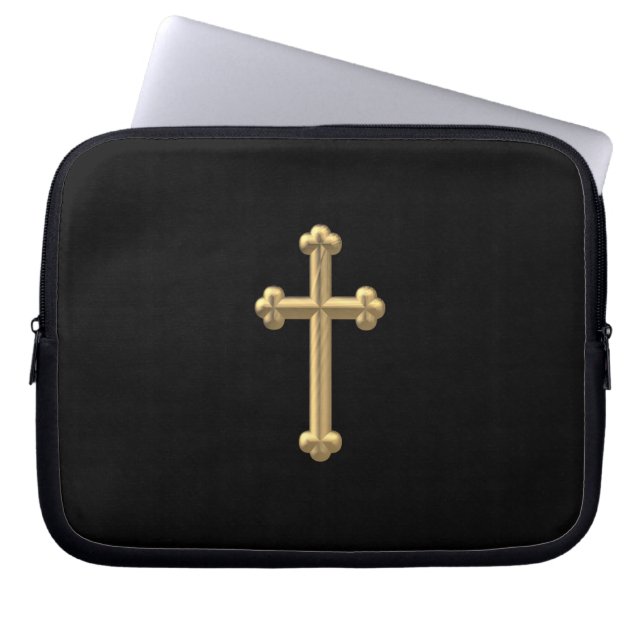 Golden "3-D" Cross 2 Laptopschutzhülle (Vorderseite)