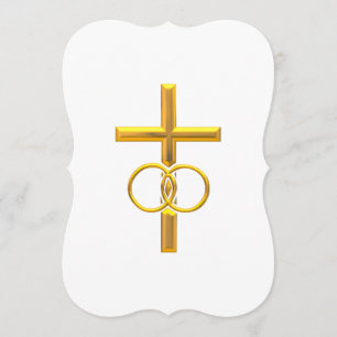 Golden 3-D Cross mit Hochzeitsrennen Einladung