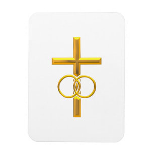 Golden 3-D Cross mit Hochzeitsrennen Magnet
