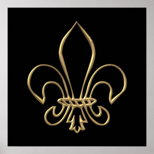 Golden "3-D" Fleur-de-lis Poster (Vorne)