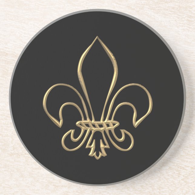 Golden "3-D" Fleur-de-lis Sandstein Untersetzer (Vorne)