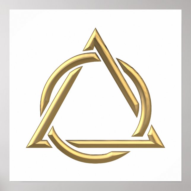 Golden "3-D" Heilige Dreifaltigkeitssymbole Poster (Vorne)