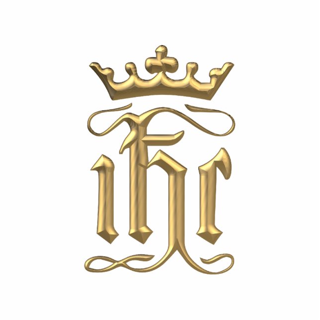 Golden "3-D" IHC mit Krone Freistehende Fotoskulptur (Vorne)