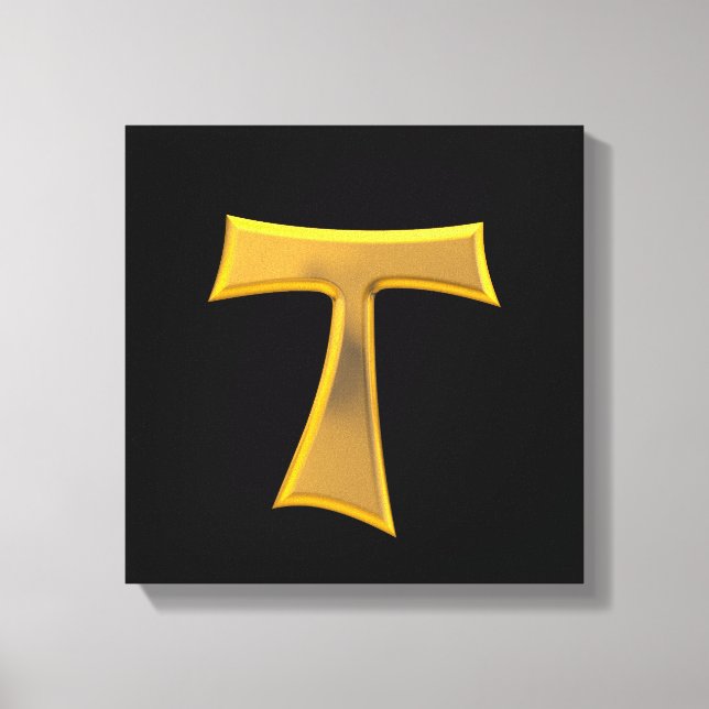 Golden 3-D Look Franciscan Tau Cross Leinwanddruck (Vorderseite)