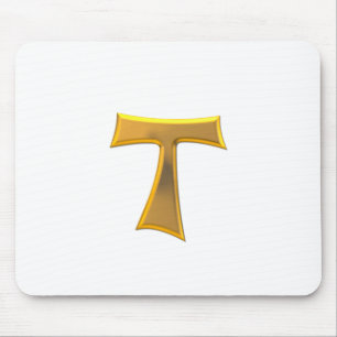 Golden 3-D Look Franciscan Tau Cross Mousepad