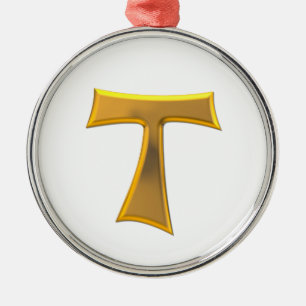 Golden 3-D Look Franciscan Tau Cross Ornament Aus Metall