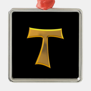 Golden 3-D Look Franciscan Tau Cross Ornament Aus Metall
