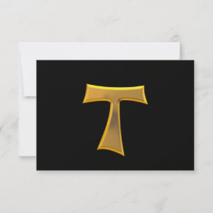 Golden 3-D Look Franciscan Tau Cross RSVP Karte
