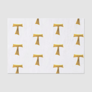 Golden 3-D Look Franciscan Tau Cross Seidenpapier