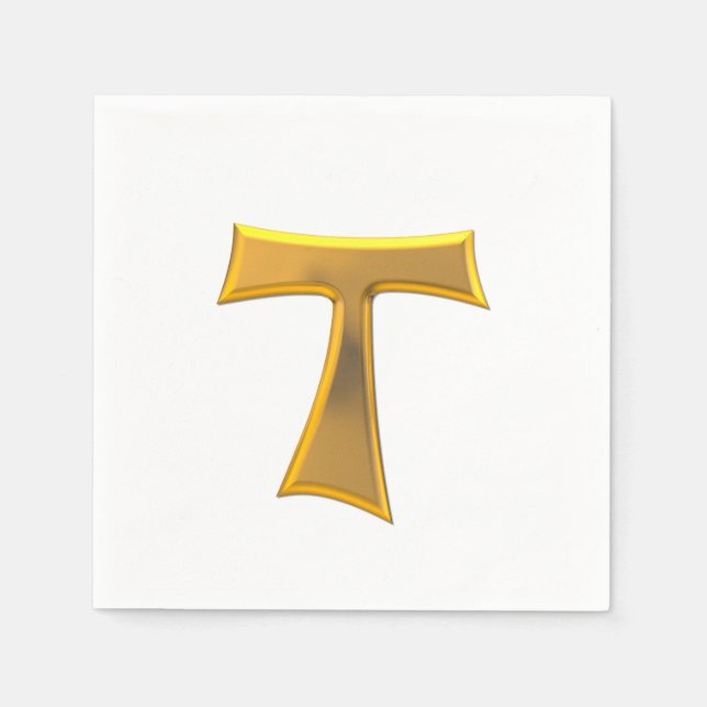 Golden 3-D Look Franciscan Tau Cross Serviette (Vorderseite)