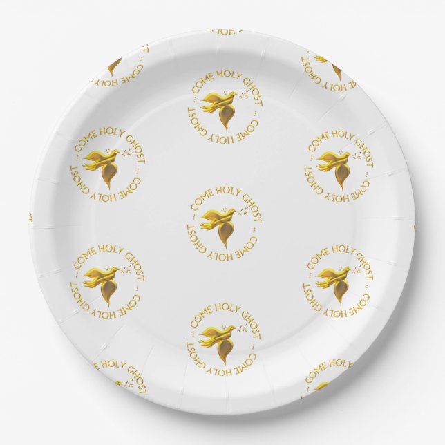 Golden 3-D Look Heiliger Geist - Heiliger Geist Pappteller (Vorderseite)