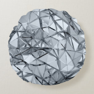 Golden 3D Metal: Geometrischer Hintergrund Rundes Kissen