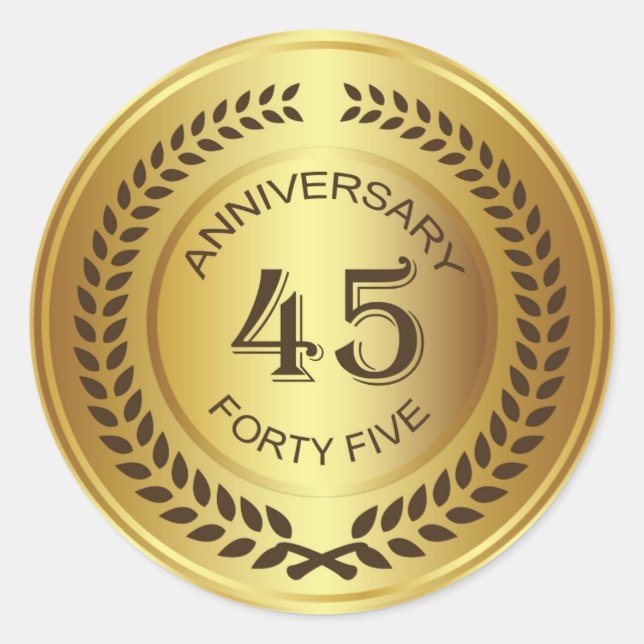 Golden 45th Anniversary with laurel wreath Sticker (Devant)
