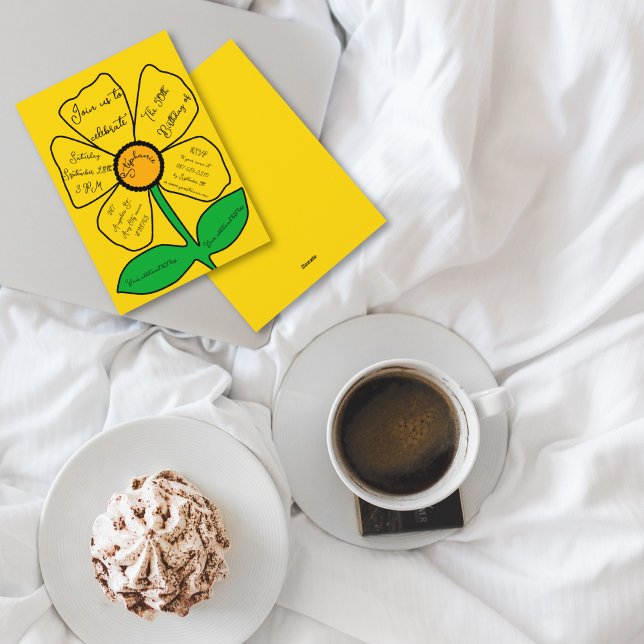 Golden 50. Geburtstag Gold Doodle Blume Einladung (Von Creator hochgeladen)