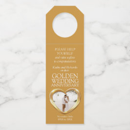 Golden 50. Hochzeit Foto zum Jubiläum Flaschenanhänger