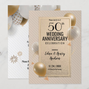 Golden 50. Hochzeitstag Einladung