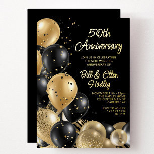 Golden 50. Hochzeitstag Folieneinladung