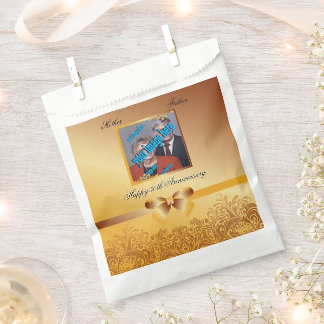 Golden 50 Jahre alt Hochzeitsfoto Vorlage Geschenktütchen (Ausgeschnitten)