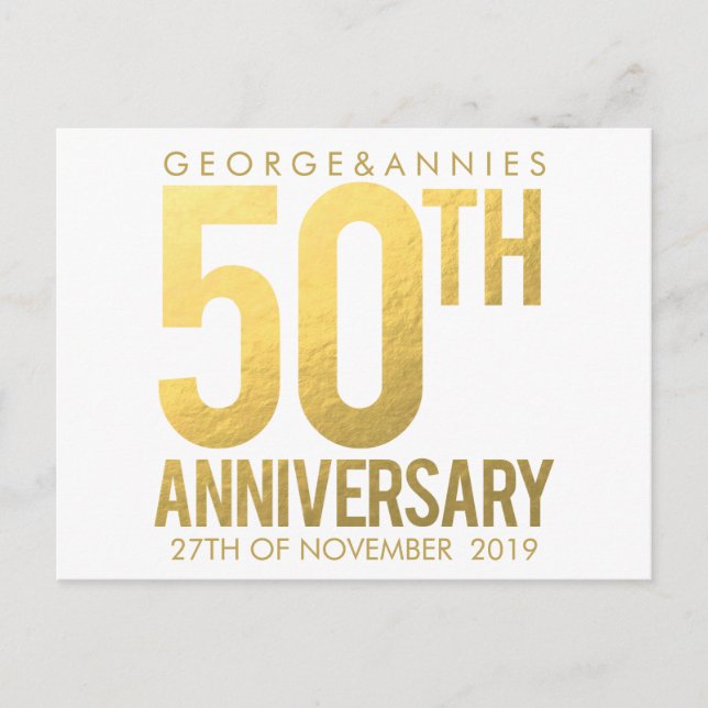 Golden 50 Jahre Party Postkarte (Vorderseite)
